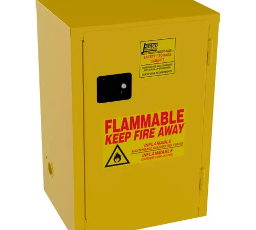 Jamco Narrow Flammable Liquid Storage Cabinet, Manual Close Door, 12 Gal. Cap., 23"W x 18"D x 35"H