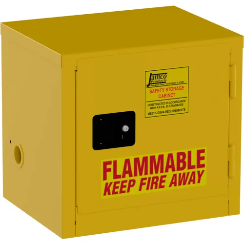Jamco Narrow Flammable Liquid Storage Cabinet, Self Close Door, 6 Gal. Capacity, 23"W x 18"D x 22"H