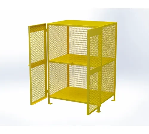 Jamco Gas Cylinder Mesh Storage Cabinet, 50"W x 40"D x 71"H, 12 - 18 Vertical Cylinder Cap., Yellow