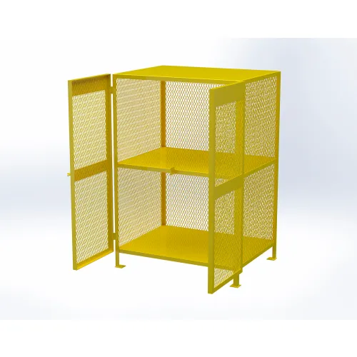 Jamco Gas Cylinder Mesh Storage Cabinet, 50"W x 40"D x 71"H, 12 - 18 Vertical Cylinder Cap., Yellow