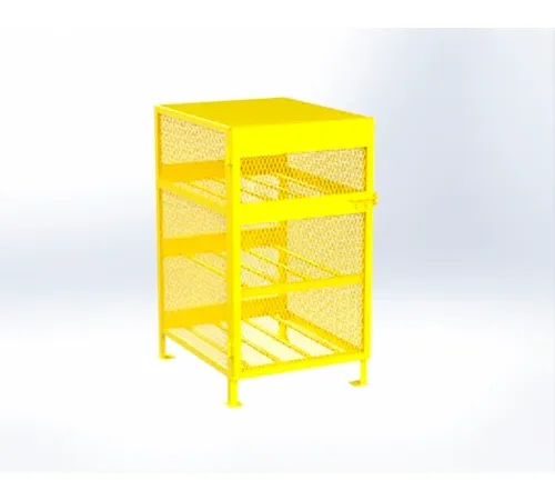 Jamco Gas Cylinder Mesh Storage Cabinet, 32"W x 40"D x 55"H, 6 Horizontal Cylinder Capacity, Yellow