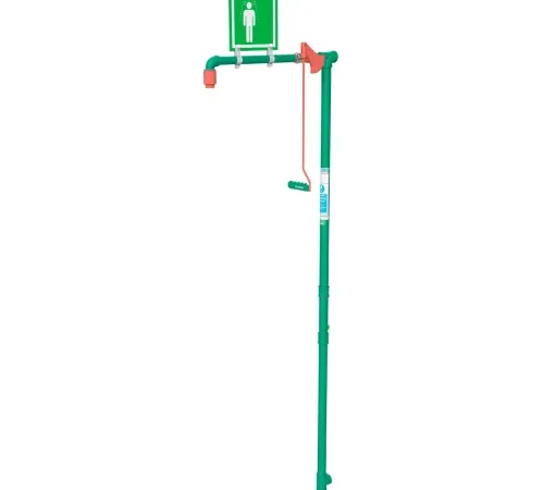 Hughes® Drench Shower, Floor Mount, Galvanized Steel Pipe, Nylon Showerhead