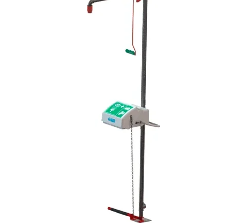 Hughes® Combination Shower, Floor Mount, Closed ABS Bowl, Stainless Steel Pipe, Bottom Inlet