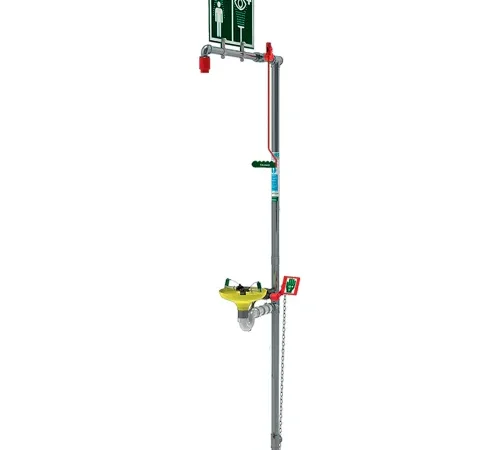 Hughes® Combination Shower, Floor Mount, Open ABS Bowl, Stainless Steel Pipe