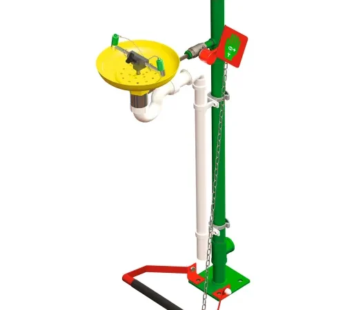 Hughes® Eye & Face Wash Station, Pedestal Mount, ABS Plastic Bowl, Galvanized Pipe