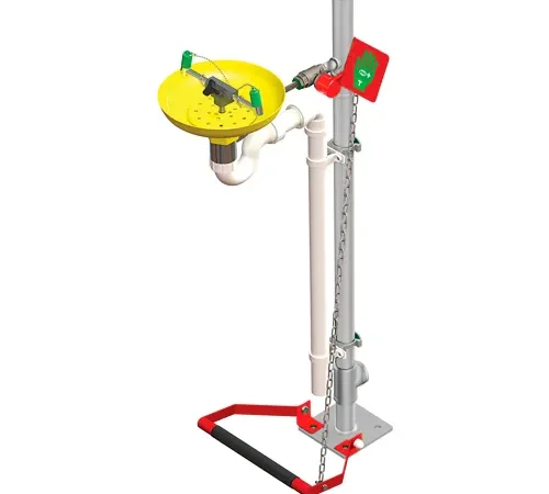 Hughes® Eye & Face Wash Station, Pedestal Mount, ABS Plastic Bowl, Stainless Steel Pipe