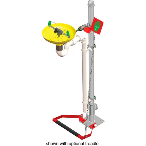 Hughes® Eye & Face Wash Station, Pedestal Mount, ABS Plastic Bowl, Stainless Steel Pipe