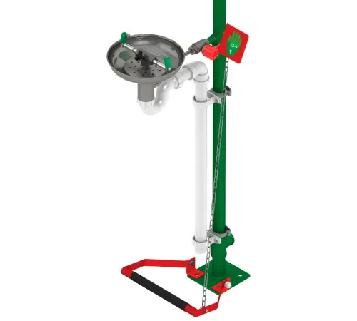Hughes® Eye & Face Wash Station, Pedestal Mount, Stainless Steel Bowl, Galvanized Pipe