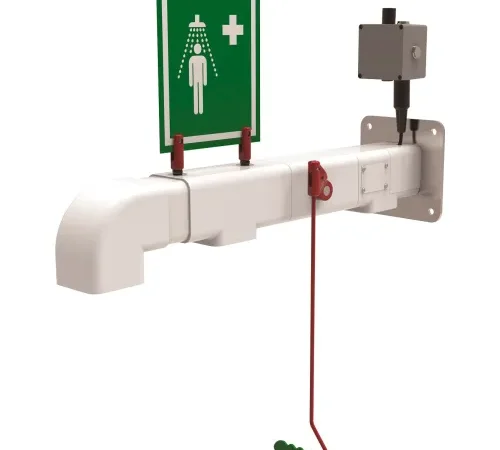 Hughes® Drench Shower, Wall Mount, Galvanized Pipe, Nylon 6 Showerhead, 20 GPM, 120V