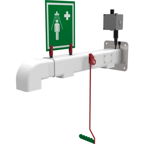 Hughes® Drench Shower, Wall Mount, Stainless Steel Pipe, Nylon 6 Showerhead, 20 GPM, 120V