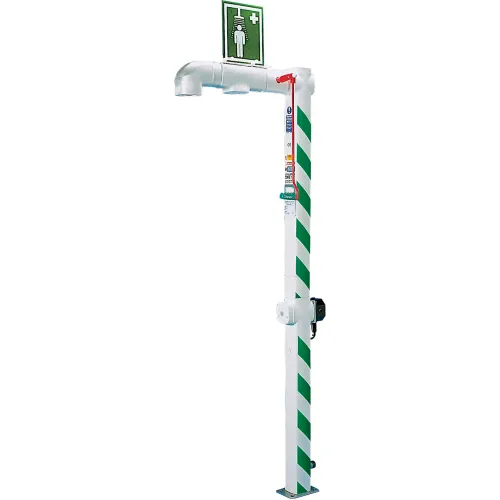 Hughes® Drench Shower, Floor Mount, Galvanized Pipe, Nylon 6 Showerhead, 20 GPM, 240V
