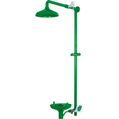 Hughes® Laboratory Combination Shower, Wall Mount, Open ABS Bowl, Stainless Steel Pipe
