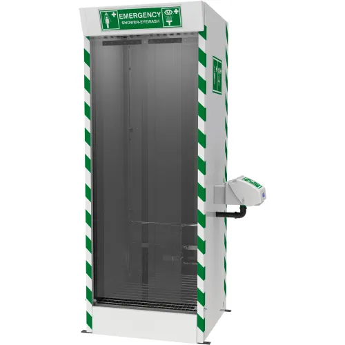 Hughes® Emergency Cubicle Shower w/ Multi-Nozzle Body, Eye & Face Wash, Floor Mount, 30 GPM