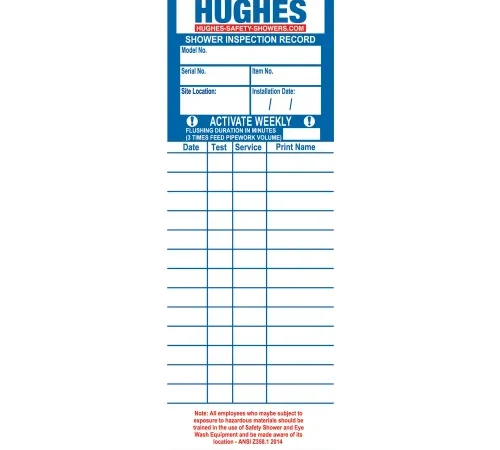 Hughes® Equipment Inspection Record Card, White/Blue, Pack of 2