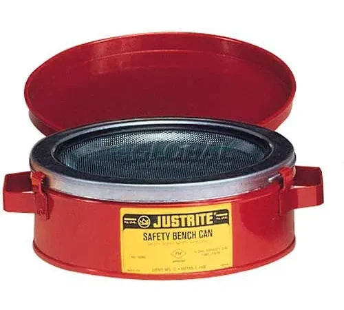 Justrite Bench Can, 1-Quart, Red, 10175