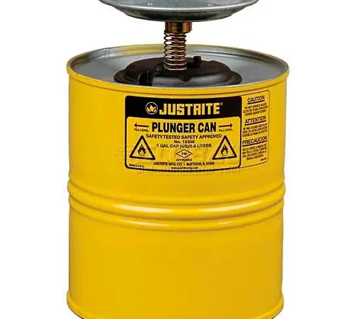 Justrite Plunger Can, 1-Gallon, Yellow, 10318