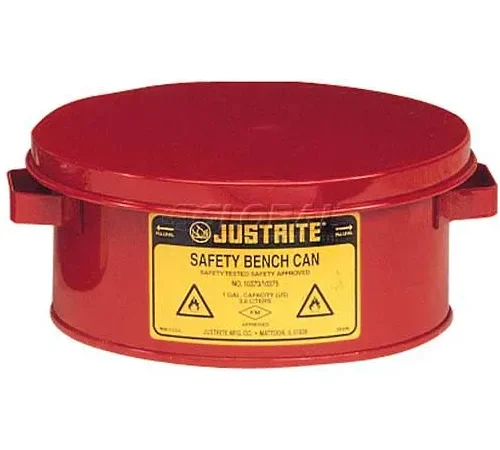 Justrite Bench Can, 1-Gallon, Red, 10375