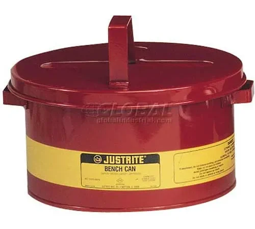 Justrite Bench Can, 3-Gallon, Red, 10775