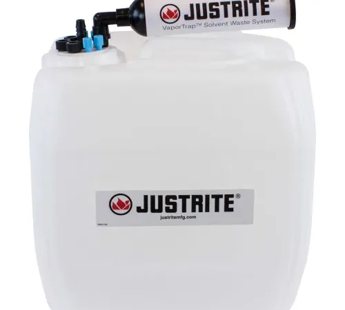 Justrite 12846 VaporTrap UN/DOT Carboy With Filter Kit, HDPE, 13.5-Liter, 8 Ports
