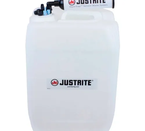 Justrite 12847 VaporTrap UN/DOT Carboy With Filter Kit, HDPE, 20-Liter, 8 Ports