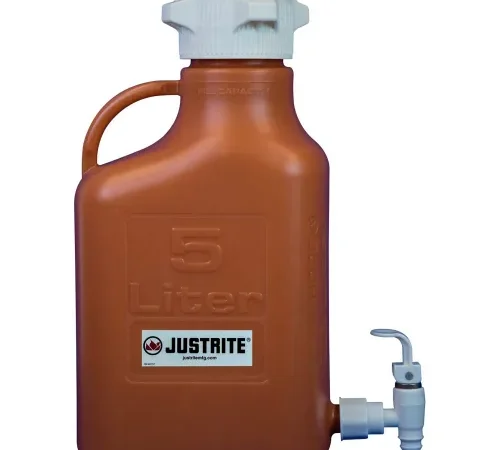 Justrite 12924 Carboy With Spigot, HDPE, 5-Liter