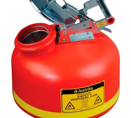 Justrite® Disposal Drain Can For Liquid Disposal, Polyethylene, 2 Gallon Capacity, Red