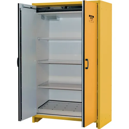 Justrite Flammable Cabinet, Hybrid Close Double Door, 45 Gal Cap., 45-13/16"W x 24-7/16"D x 76-5/8"H