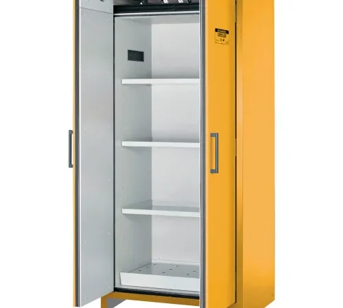 Justrite Flammable Cabinet, Hybrid Close Double Door, 30 Gal. Cap., 35-3/16"W x 24-7/16"D x 76-7/8"H
