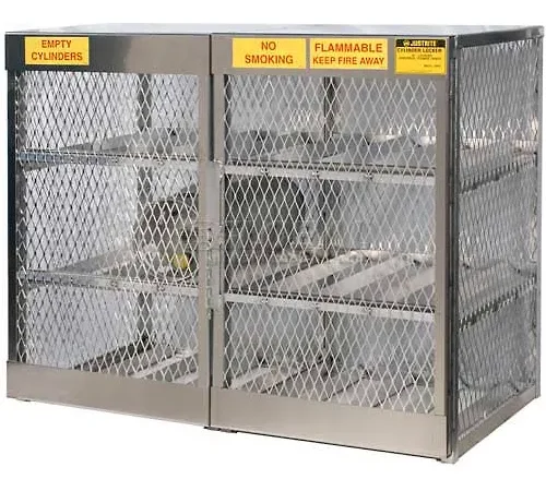 Justrite Horizontal, 12 Cylinder, Aluminum Storage Cabinet, 60"W x 32"D x 49-1/2"H, Manual Close