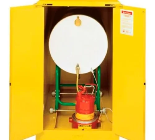 Justrite® Drum Cabinet 55 Gal Capacity Horizontal Self Close Flammable W/ Cradle Track
