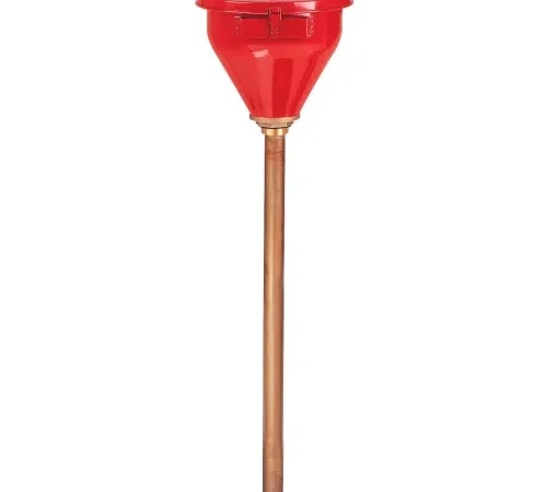 Justrite® Safety Drum Funnel For Flammable Liquids, Galvanized Steel, 2.6 Gallon Capacity, Red