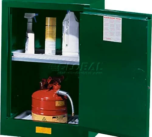 Justrite 12 Gallon 1 Door, Manual, Compac, Pesticide Cabinet, 23-1/4"W x 18"D x 35"H, Green