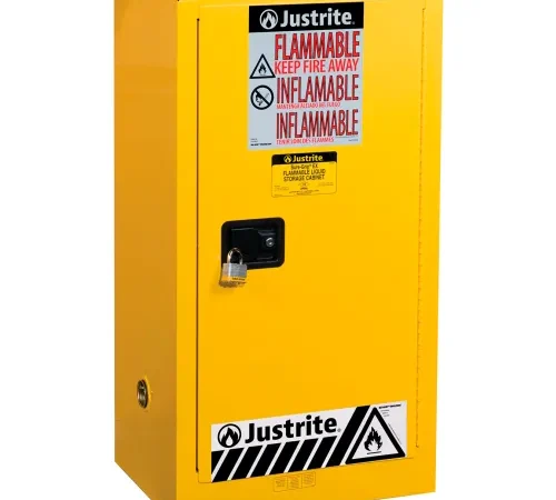 Justrite® Flammable Cabinet, Manual Close Single Door, 15 Gallon Cap., 23-1/4"W x 18"D x 44"H