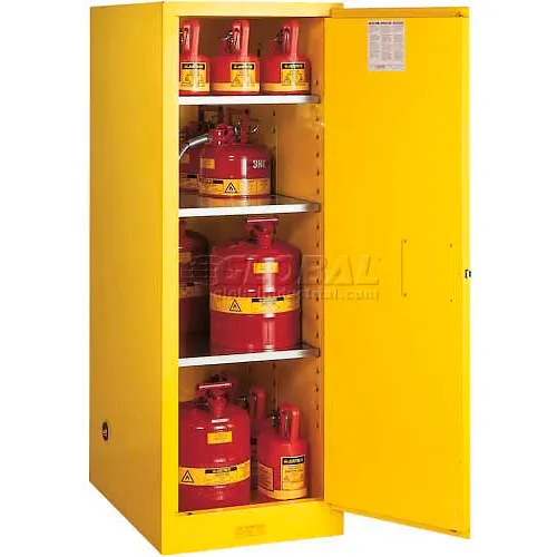 Justrite 54 Gallon 1 Door, Manual, Slimline, Flammable Cabinet, 23-1/4"W x 34"D x 65"H, White