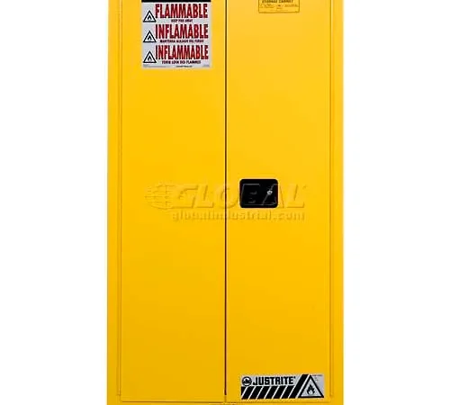 Justrite® Drum Cabinet 55 Gal. Capacity Vertical Self Close Hazmat Flammable W/ Drum Support