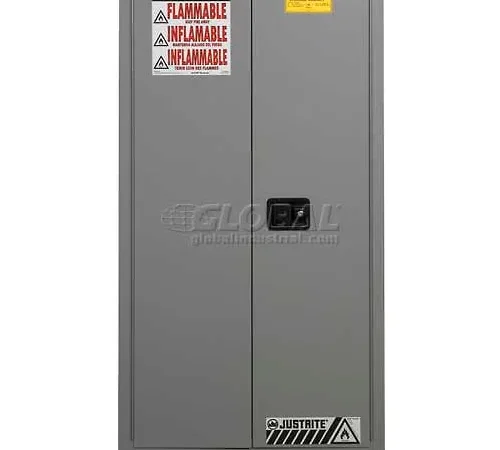 Justrite® Drum Cabinet 55 Gal. Capacity Vertical Self Close Hazmat Flammable W/ Drum Support