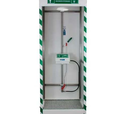 Hughes Emergency Cubicle Shower, Covered ABS Eye/Face Wash, SD32K45G
