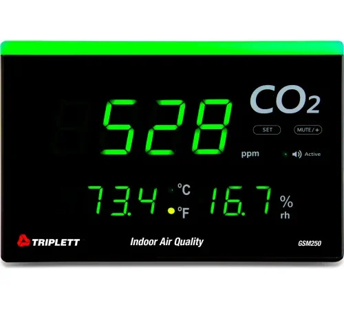 Triplett Desktop Indoor Air Quality Carbon Dioxide Meter with LED Alert, 9"