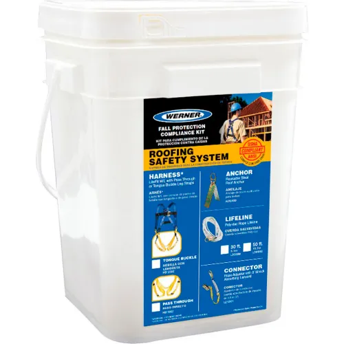 Werner® Roofing Bucket Kit, LiteFit Standard Harness w/ Tongue Buckle Legs, 30' Deluxe - Image 2