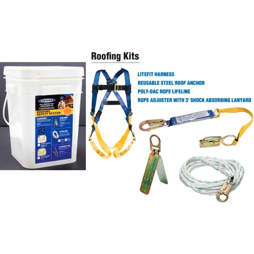 Werner® Roofing Bucket Kit, LiteFit Standard Harness w/ Tongue Buckle Legs, 30' Deluxe - Image 3
