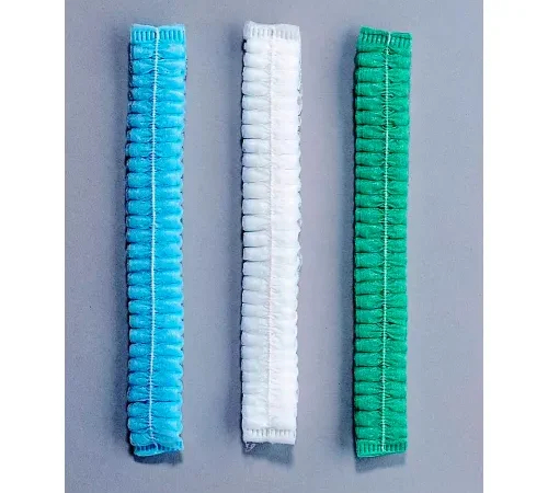 Pleated Polypropylene Bouffant Cap, 100% Latex Free, Blue, 24", 100/Bag