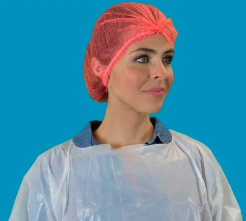 Pleated Polypropylene Bouffant Cap, 100% Latex Free, Red, 24", 100/Bag, 10 Bags/Case
