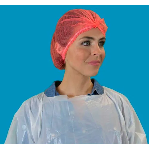Pleated Polypropylene Bouffant Cap, 100% Latex Free, Red, 24", 100/Bag, 10 Bags/Case