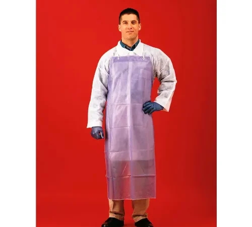 8 Mil PVC Apron W/ Sewn Edge, White, 35" x 45", 12/Bag