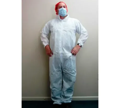 HD SMS Coverall, Elastic Wrists & Ankles, Zipper Front, Single Collar, White, 3XL, 25/Case
