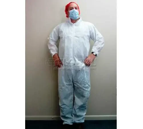 SMS Coverall, Elastic Wrists & Ankles, Zipper Front, Single Collar, White, 4XL, 25/Case