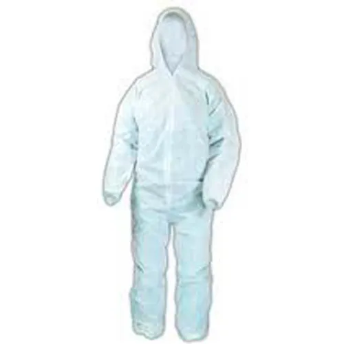 SMS Coverall, Elastic Wrists & Ankles, Attached Hood, Zipper Front, White, 3XL, 25/Case