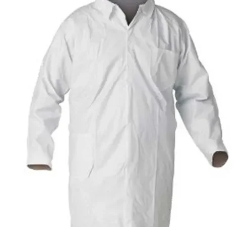 KeyGuard® Lab Coat, No Pockets, Open Wrists, Snap Front, Single Collar, White, XL, 30/Case