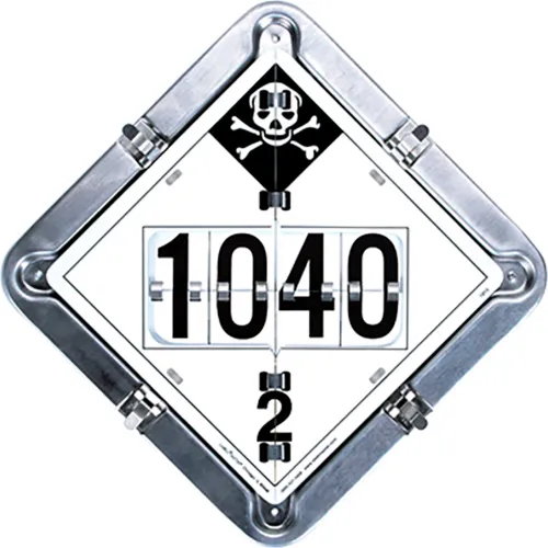 LabelMaster® 8 Legend Flip Placard System for Tankers, Full Frame, 13-1/2"W x 13-1/2"H,Aluminum