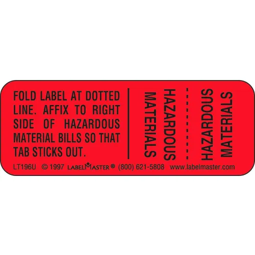 LabelMaster®LT196U Hazmat Shipping Paper Tab, Paper, 500/Roll